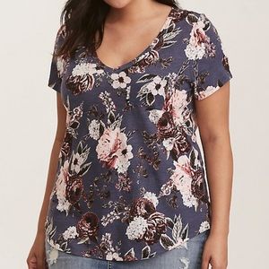 Torrid Floral V-Neck Pocket Tee